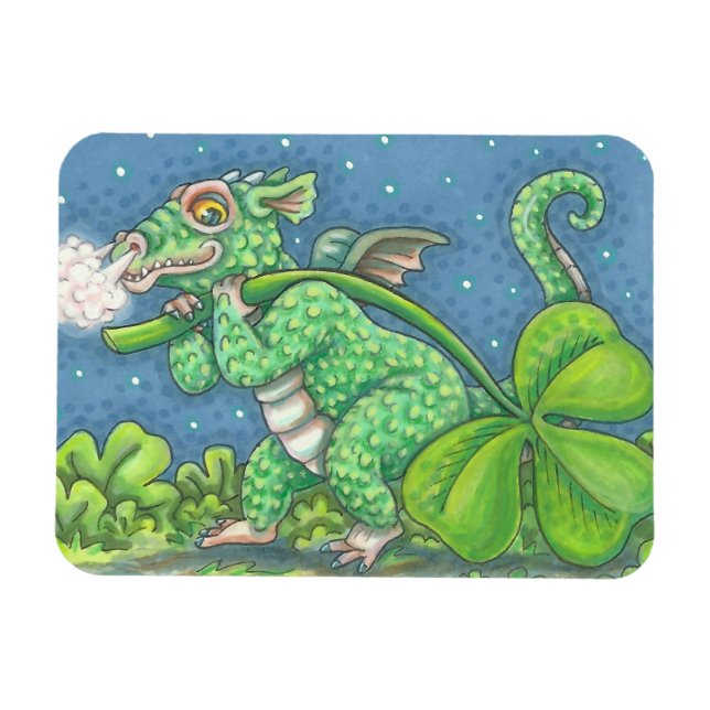 IRISH BABY DRAGON Fantasy KLEEBLATT MAGNET (Horizontal)
