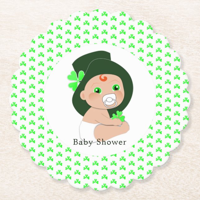 Irish Baby Leprechaun Lucky Kleeblatt Babydusche Untersetzer (Vorderseite)