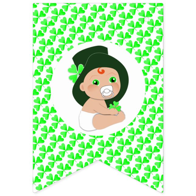 Irish Baby Leprechaun Lucky Kleeblatt Babydusche Wimpelkette (Erste Fahne)