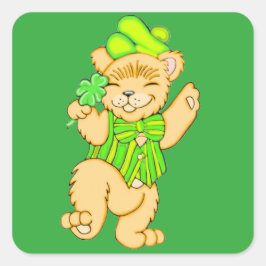 Irish Bär mit Kleeblatt Square Stickers