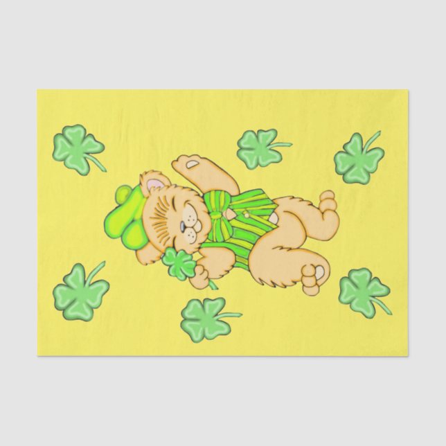 Irish Bär mit Kleeblatt Tissue Paper Seidenpapier (Vorderseite)