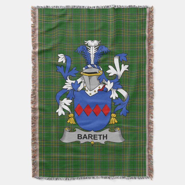 Irish Bareth Coat of Arms Familienwappen Irland Decke (Vorderseite Vertikal)