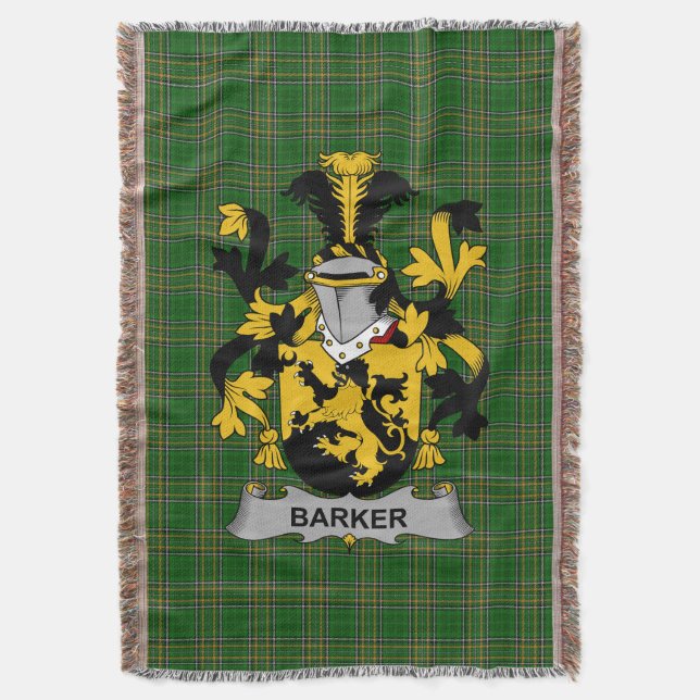 Irish Barker Coat of Arms Familienwappen Irland Decke (Vorderseite Vertikal)