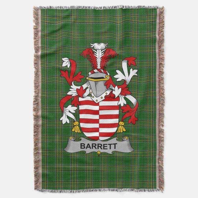 Irish Barrett Coat of Arms Familienwappen Irland Decke (Vorderseite Vertikal)