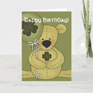 Irish Bear Happy März Birthday Card d2 Karte