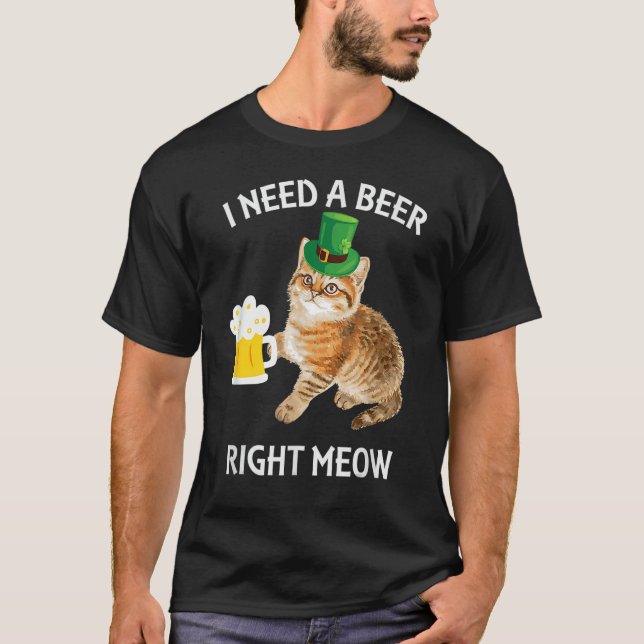 Irish Beer Cat TShirt St Patricks Day Drinking (Devant)