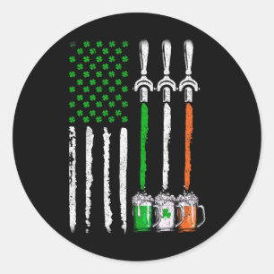Irish Beer Ireland American Flag St Patricks Day Runder Aufkleber