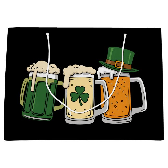 Irish Beer Ireland Flag St Patrick's Day Kleeblatt Große Geschenktüte (Vorderseite)