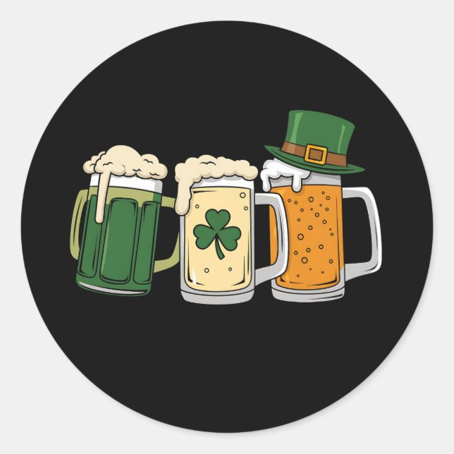 Irish Beer Ireland Flag St Patrick's Day Kleeblatt Runder Aufkleber (Vorderseite)