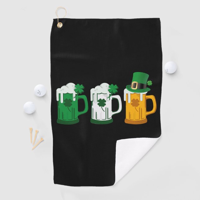 Irish Beer Ireland Flag St Patricks Day Leprechaun Golfhandtuch (Insitu)