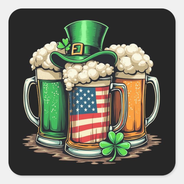 Irish Beer Ireland St Patricks Day Drinks Party Quadratischer Aufkleber (Vorderseite)