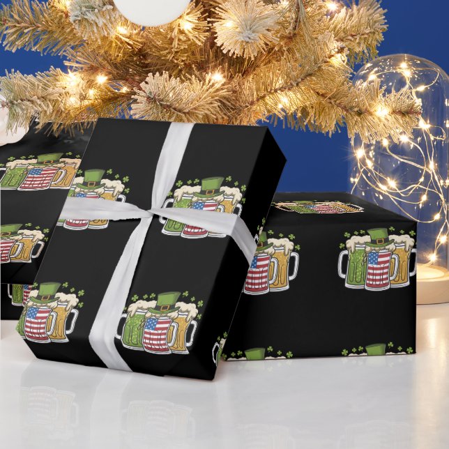 Irish Beer Ireland USA American Flag St Patrick's Geschenkpapier (Feiertage)