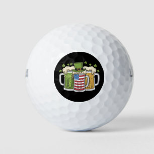 Irish Beer Ireland USA American Flag St Patrick's Golfball