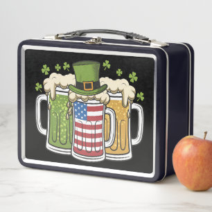 Irish Beer Ireland USA American Flag St Patrick's Metall Brotdose