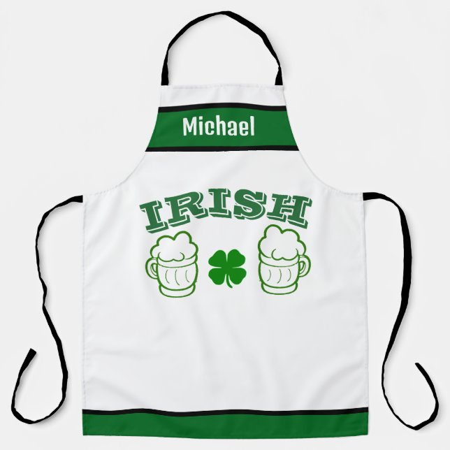 Irish Beer Lover Schürze - Personalisiertes Pub Ge (Vorderseite)