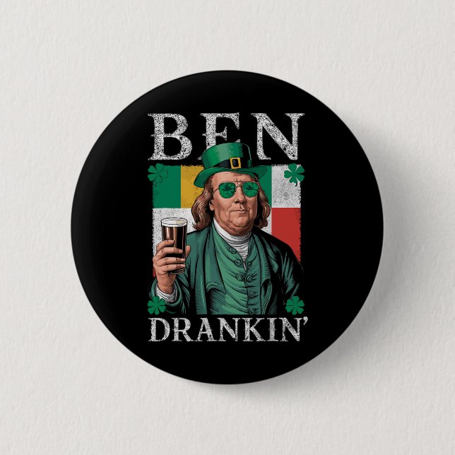 Irish Ben Drankin Beer - St Pattys - Männer und Fr Button (Vorderseite)