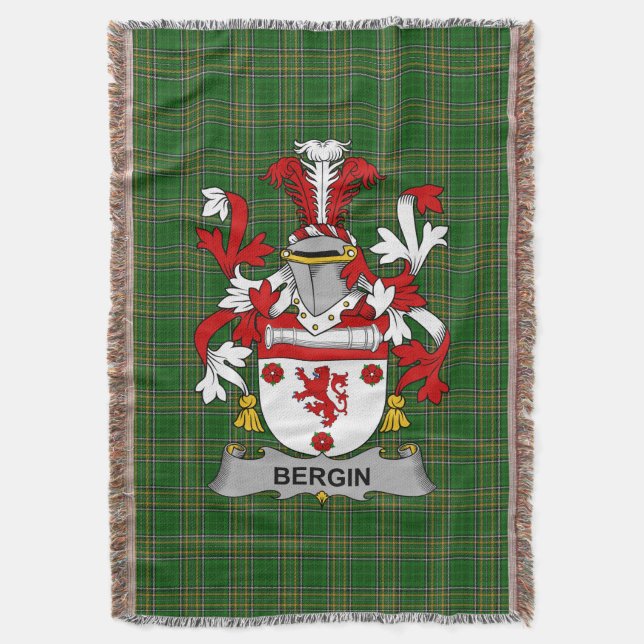Irish Bergin oder O_Bergin Coat of Arms Family Cre Decke (Vorderseite Vertikal)