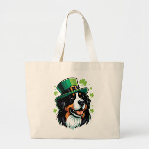 Irish Bernese Dog Leprechaun Hat St Patricks Day Jumbo Stoffbeutel