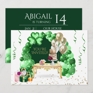 Irish Birthday Balloon Arch Green und Gold Party Einladung