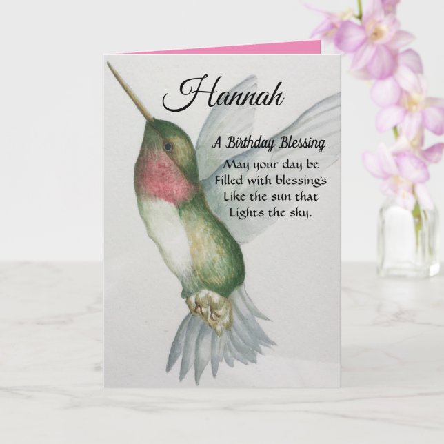 Irish Blessing Birthday Hübsch Hummingbird Wings Karte (Orchidee)