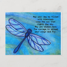 Irish Blessing Brave Blue Dragonfly Courage Postkarte