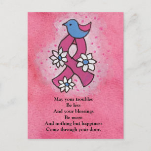 Irish Blessing Brustkrebs Pinkes Band Blaue Vogel Postkarte