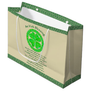 Irish Blessing Celtic Kleeblatt Große Geschenktüte