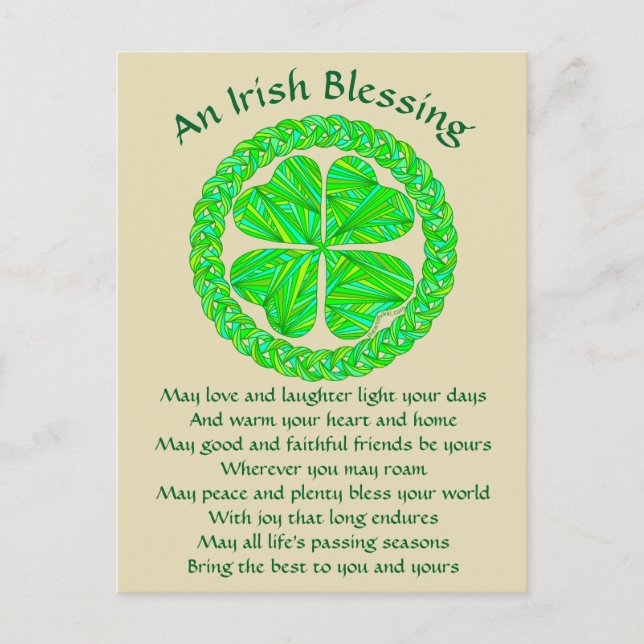 Irish Blessing Celtic Kleeblatt Postkarte (Vorderseite)