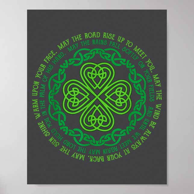 Irish Blessing Celtic Knot & 4-Blatt-Kleeblatt Glü Poster (Vorne)