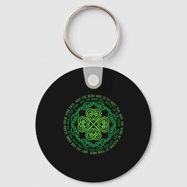 Irish Blessing Celtic Knot &amp; 4-leaf Clover Luc Schlüsselanhänger (Vorderseite)