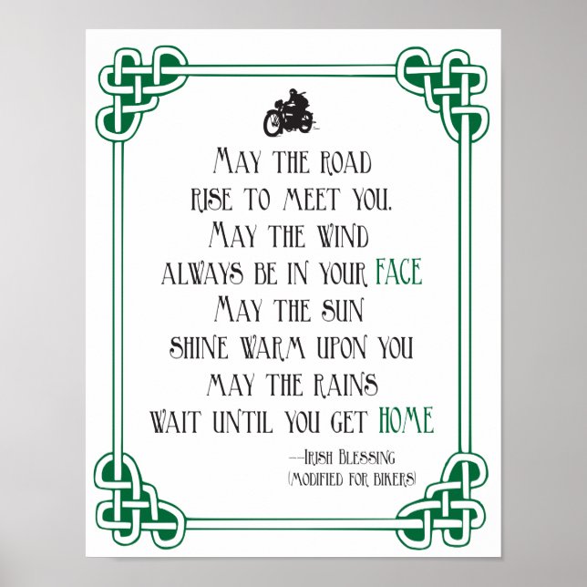 Irish Blessing für Biker lustiges Motorrad Poster (Vorne)