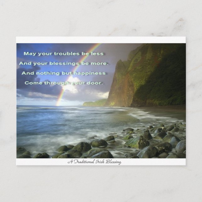 Irish Blessing Gebet & Regenbogen Postkarte (Vorderseite)