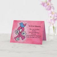 Irish Blessing Rosa Brustkrebs Schleife Blue Bird