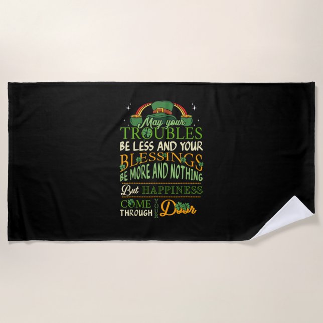 Irish Blessing St Patricks Day Leprechaun Rainbow Strandtuch (Vorderseite)