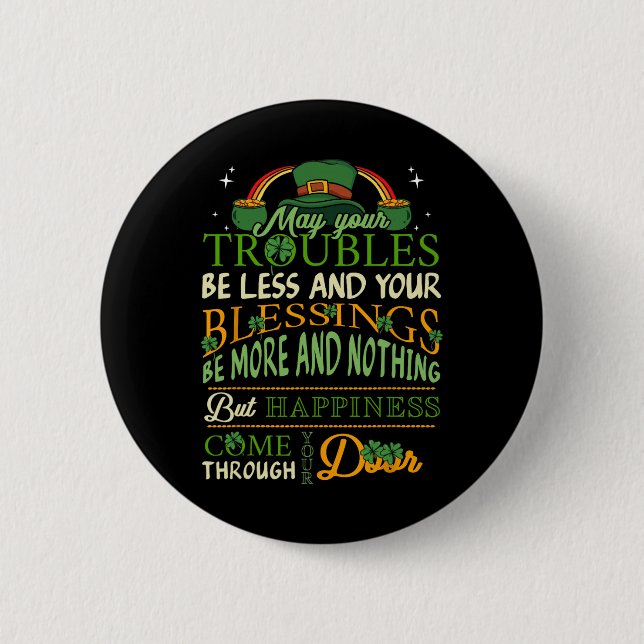 Irish Blessing St. Patrick's Tag Leprechaun Regenb Button (Vorderseite)