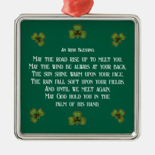 Irish Blessing und Shamrocks Grüne Typografie Ornament Aus Metall