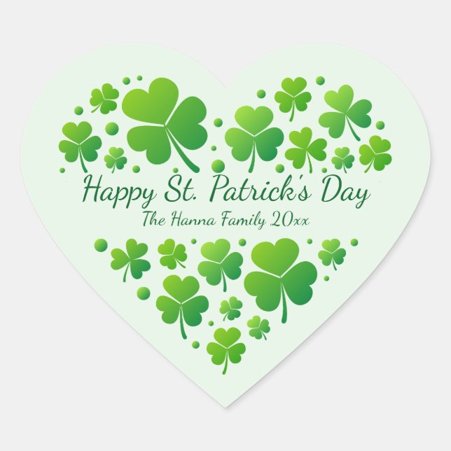 Irish blessings and shamrocks are symbols of luck Herz-Aufkleber (Vorderseite)