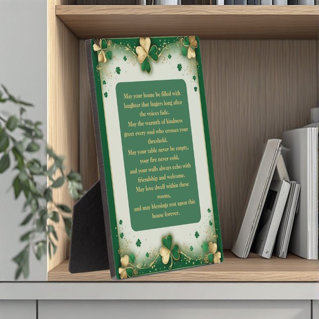 Irish Blessings for Home and Hearth Shamrock Gold Fotoplatte (Irish Blessings for Home and Hearth Shamrock Gold Plaque)