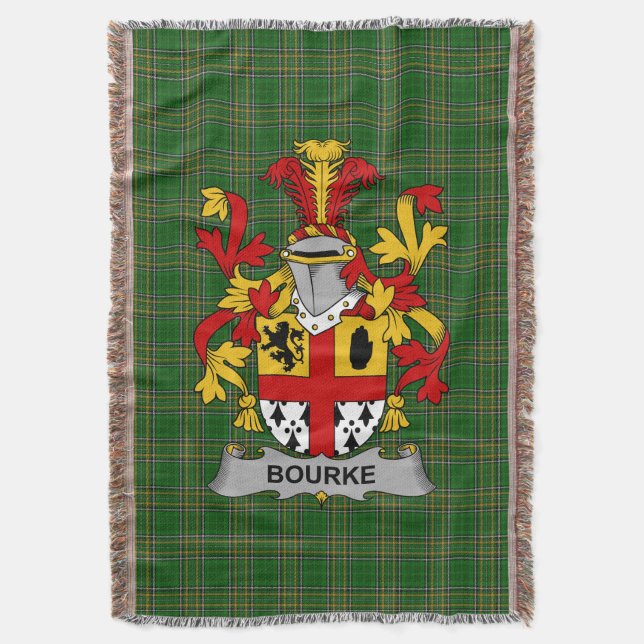 Irish Bourke Coat of Arms Familienwappen Irland Decke (Vorderseite Vertikal)