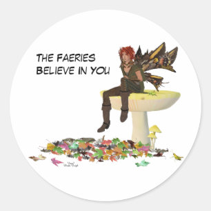 Irish Boy Fairy auf Mushroom Stickers