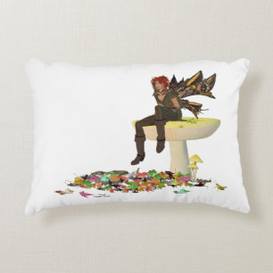 Irish Boy Fairy on Mushroom Accent Kissen