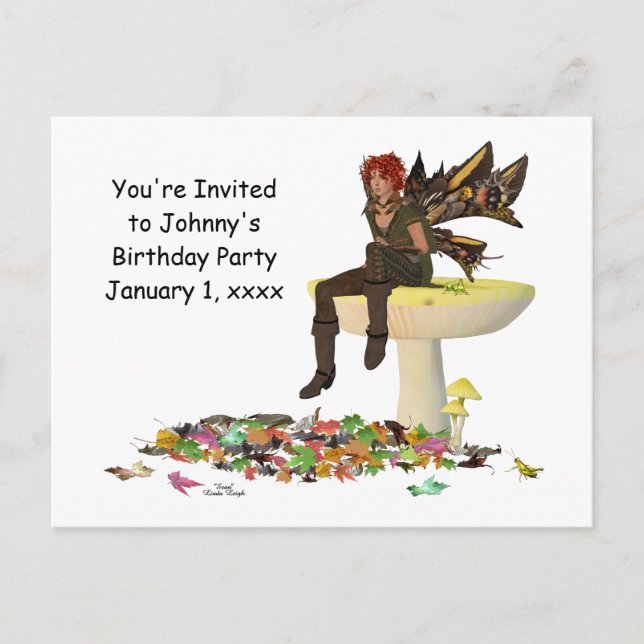 Irish Boy Fairy on Mushroom Birthdat Postcard Postkarte (Vorderseite)