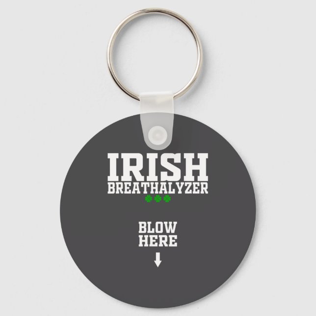 Irish Breathalyzer Blow Here Funny St Patricks Day Schlüsselanhänger (Vorderseite)