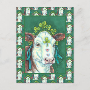 IRISH BRED ST. PATRICK'S DAHEIFER, KLEEBLATT COW FEIERTAGSPOSTKARTE