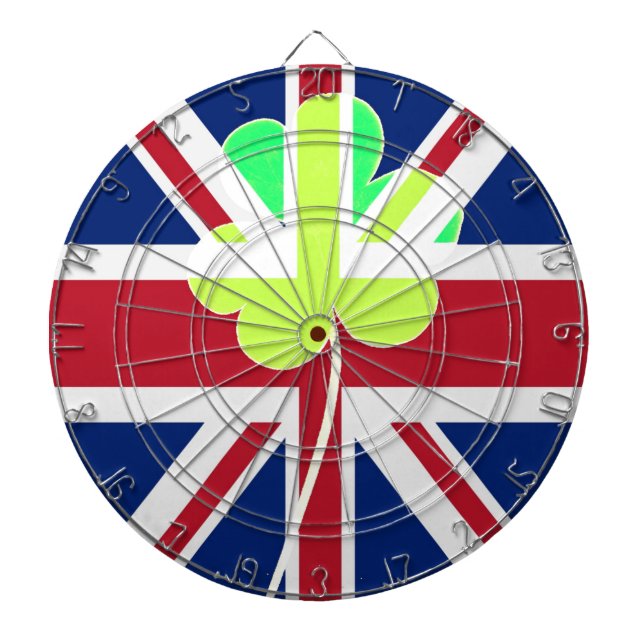 Irish British Flag Kleeblatt Clover St Patrick Ver Dartscheibe (vorne)