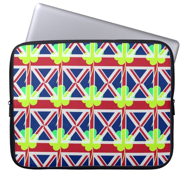 Irish British Flag Kleeblatt Clover St Patrick Ver Laptopschutzhülle (Vorderseite)