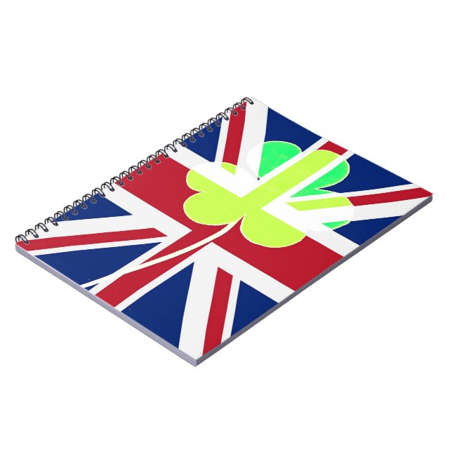 Irish British Flag Kleeblatt Clover St Patrick Ver Notizblock (Linke Seite)