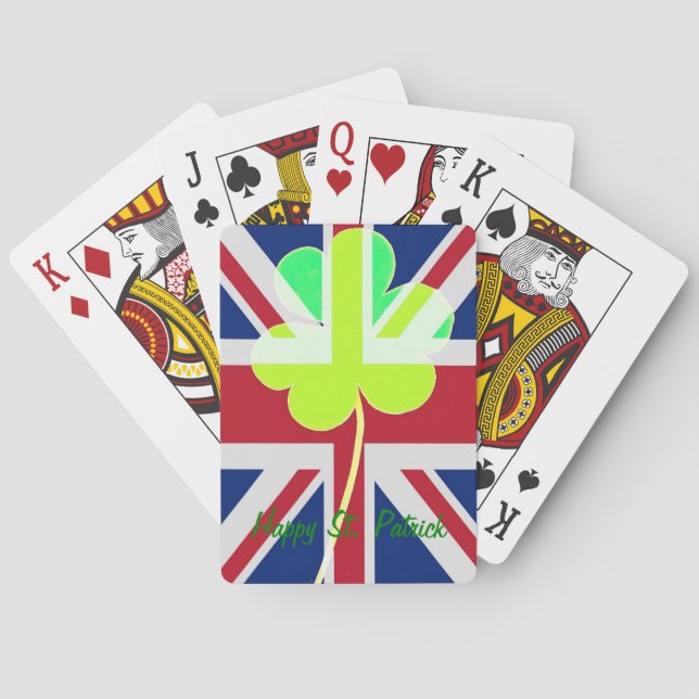 Irish British Flag Kleeblatt Clover St Patrick Ver Spielkarten (Rückseite)