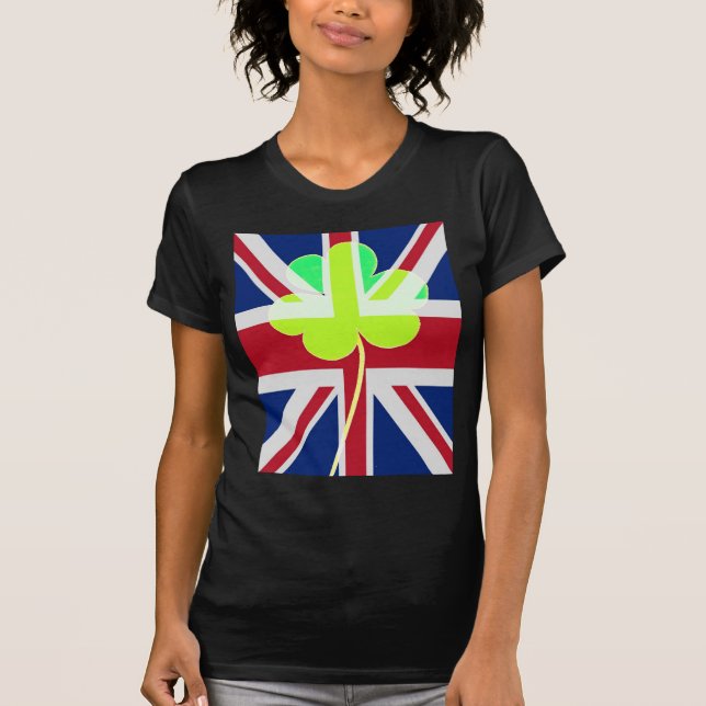 Irish British Flag Kleeblatt Clover St Patrick Ver T-Shirt (Vorderseite)