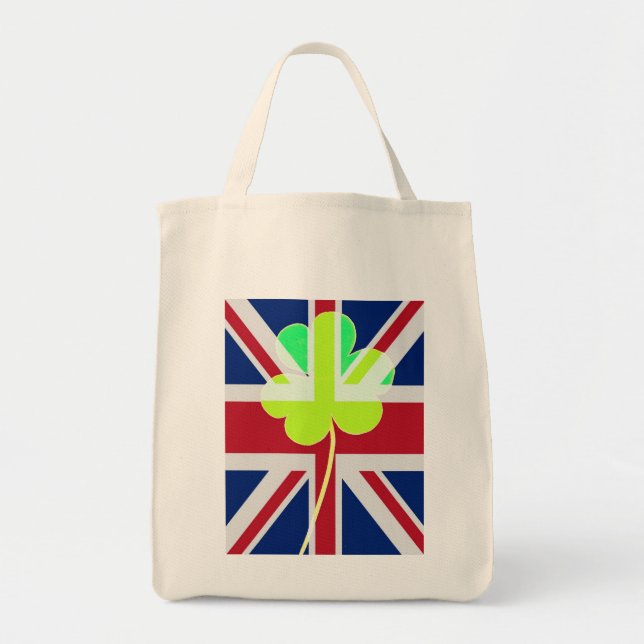 Irish British Flag Kleeblatt Clover St Patrick Ver Tragetasche (Vorne)